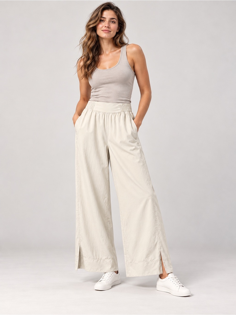 lululemon Cream Wide Leg Pants Size 6 | 34” Overall Length